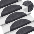 Vidaxl trapmatten zelfklevend 15 stuks 56x17x3 cm donkergrijs halfrond