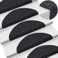 Vidaxl trapmatten zelfklevend 15 stuks 56x17x3 cm zwart halfrond
