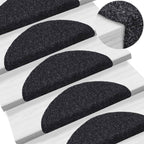 Vidaxl trapmatten zelfklevend 15 stuks 56x17x3 cm zwart halfrond