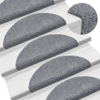 Vidaxl trapmatten zelfklevend 15 stuks 56x17x3 cm lichtgrijs halfrond