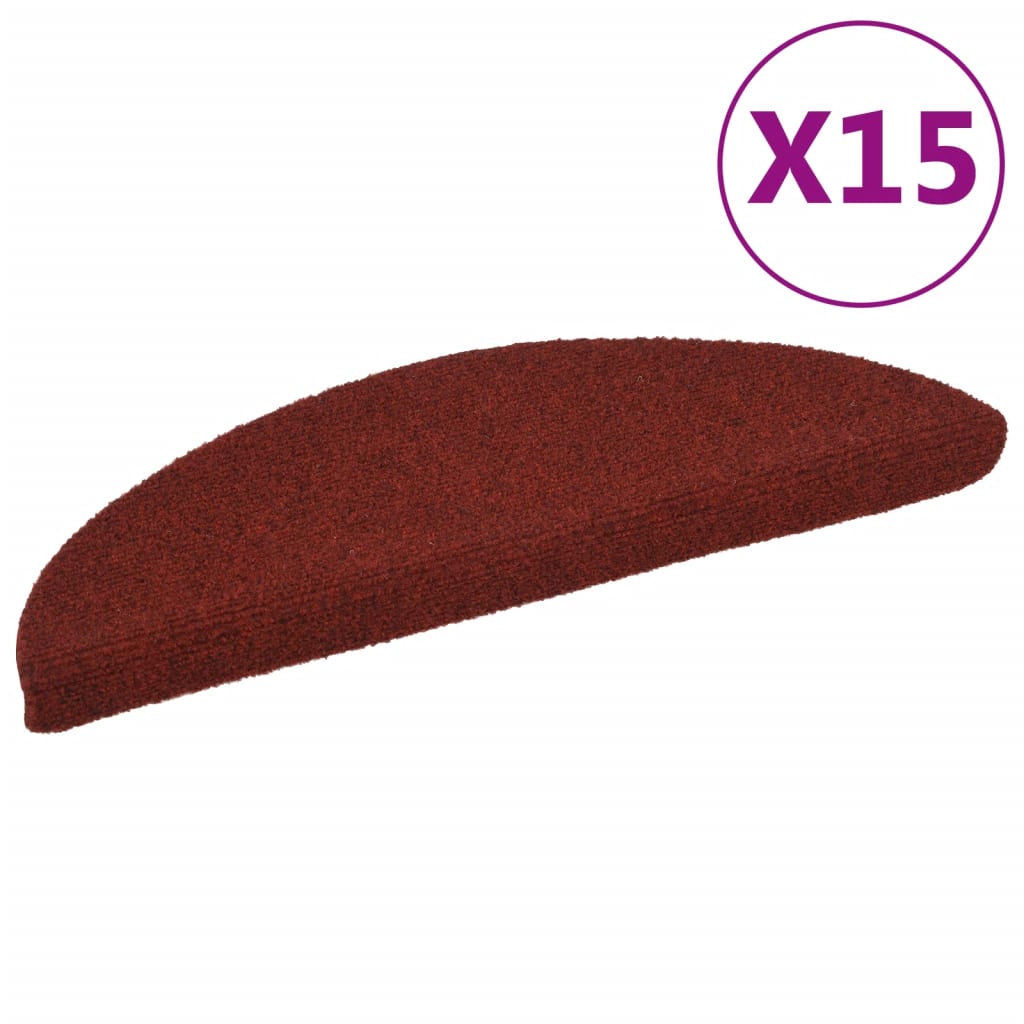 Vidaxl trapmatten zelfklevend 15 stuks 56x17x3 cm bordeaux rood halfrond