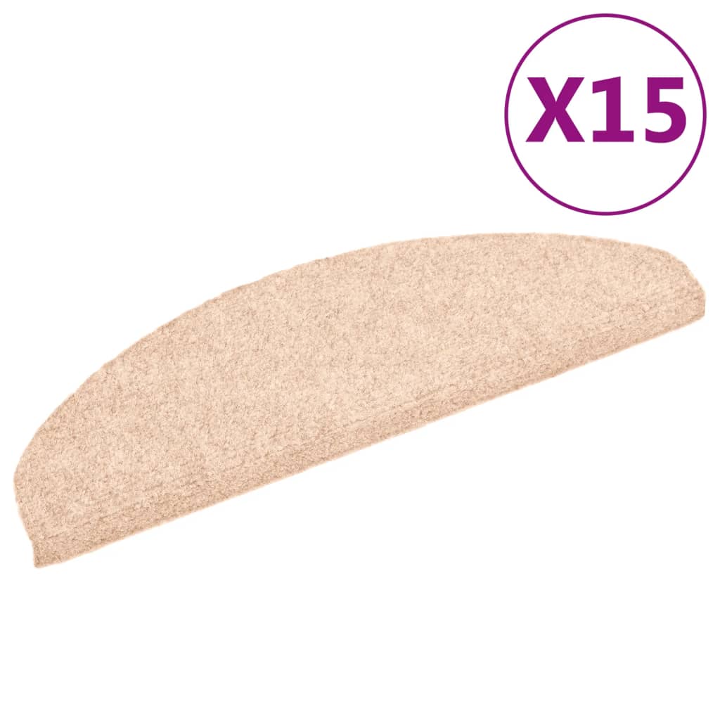 Vidaxl trapmatten zelfklevend 15 stuks 65x21x4 cm lichtbruin halfrond groot