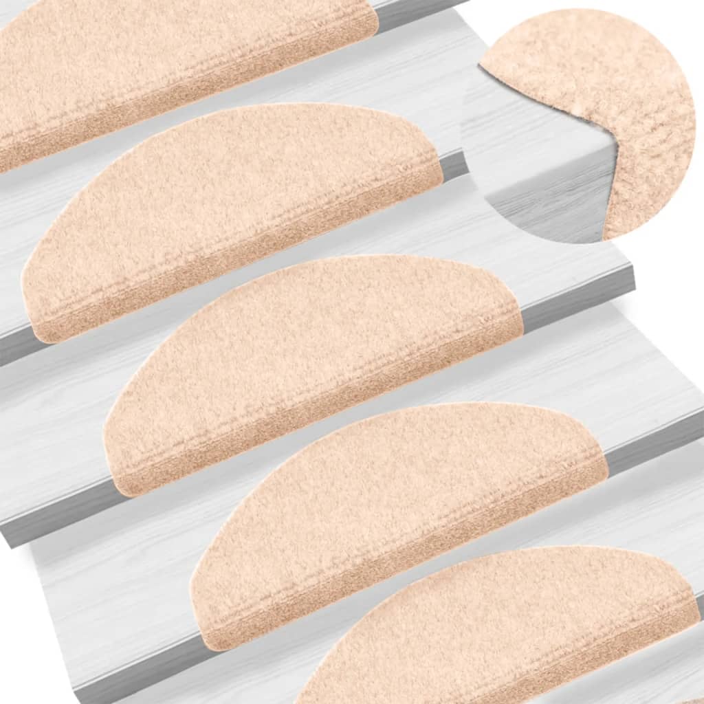 Vidaxl trapmatten zelfklevend 15 stuks 65x21x4 cm lichtbruin halfrond groot
