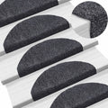 Vidaxl trapmatten zelfklevend 15 stuks 65x21x4 cm donkergrijs halfrond groot