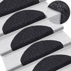 Vidaxl trapmatten zelfklevend 15 stuks 65x21x4 cm zwart halfrond groot