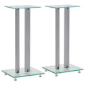 Vidaxl speakerstandaarden zuil-ontwerp gehard glas zilver 2 st