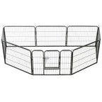 Vidaxl hondenren met 8 panelen 80x60 cm staal zwart