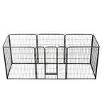 Vidaxl hondenren met 8 panelen 80x100 cm staal zwart