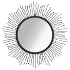 VidaXL Wandspiegel sunburst 80 cm zwart