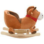 Vidaxl hobbeldier paard met rugleuning 60x32x50 cm pluche bruin