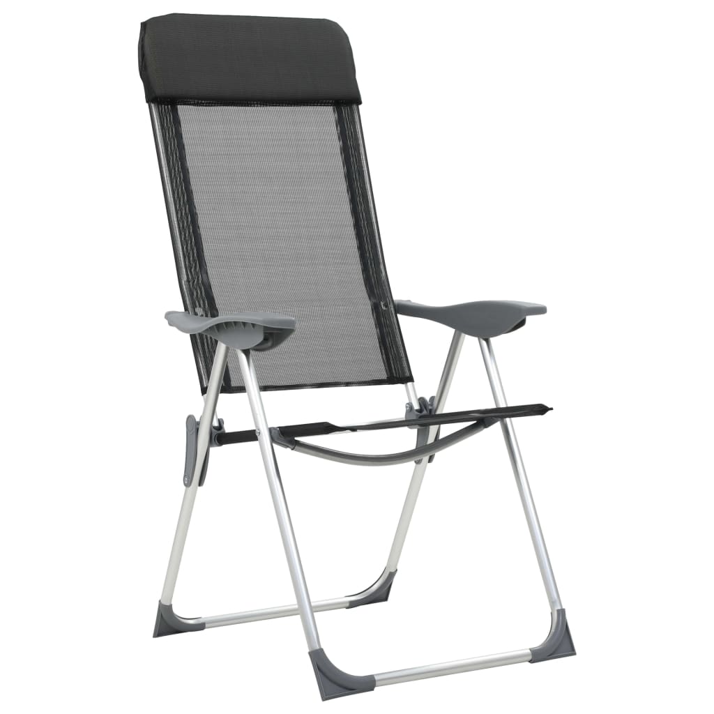 VidaXL Campingstoelen inklapbaar aluminium zwart 2 st