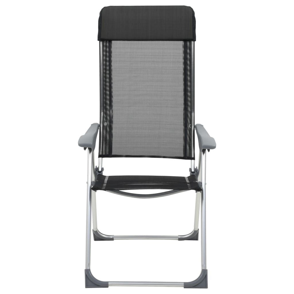VidaXL Campingstoelen inklapbaar aluminium zwart 2 st