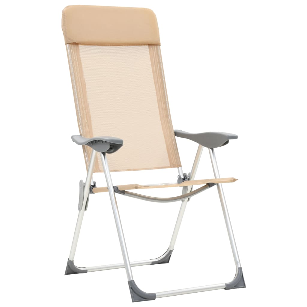 VidaXL Campingstoelen 2 st inklapbaar aluminium crèmewit