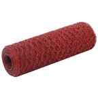 Vidaxl kippengaas 25x0,5 m staal met pvc coating rood