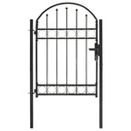 Vidaxl hekpoort met gebogen bovenkant staal 104x125 cm zwart