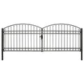 VidaXL Poort met gebogen bovenkant dubbel 400x125 cm staal zwart
