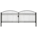 VidaXL Poort met gebogen bovenkant dubbel 400x125 cm staal zwart