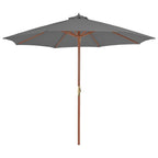 Vidaxl parasol met houten paal 300 cm antraciet