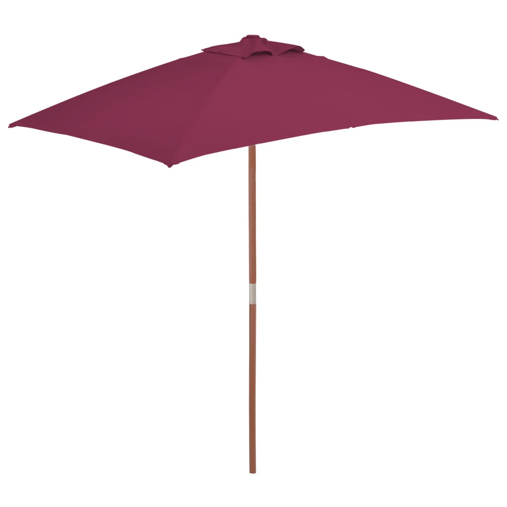 Vidaxl parasol met houten paal 150x200 cm bordeauxrood