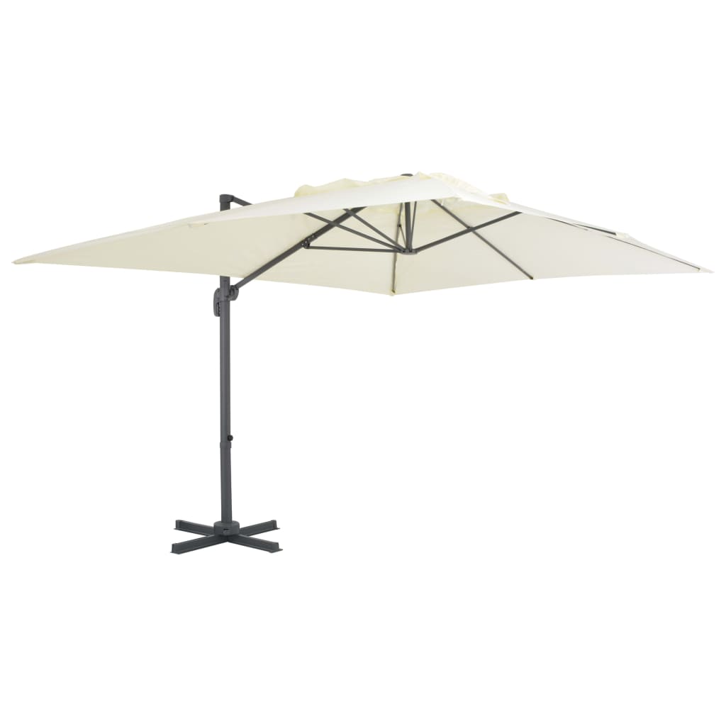 Vidaxl zwevende parasol met aluminium paal 400x300 cm zand