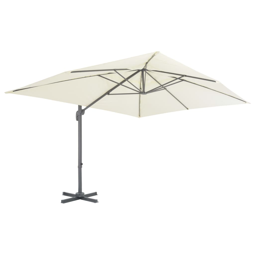 Vidaxl zwevende parasol met aluminium paal 400x300 cm zand