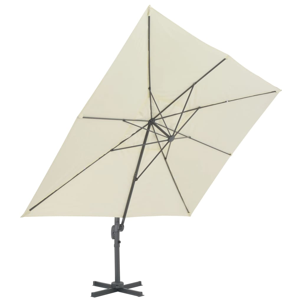 Vidaxl zwevende parasol met aluminium paal 400x300 cm zand