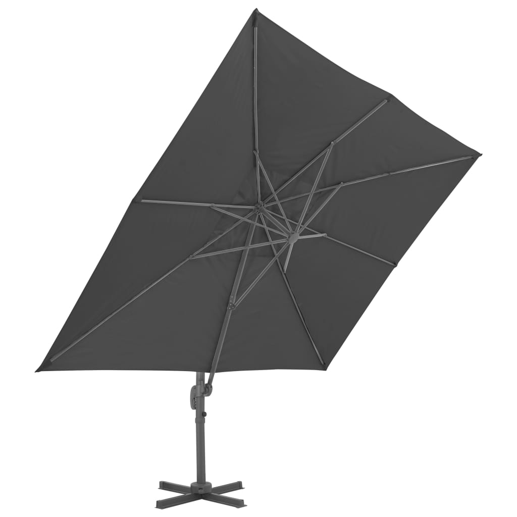 Vidaxl zwevende parasol met aluminium paal 400x300 cm antraciet