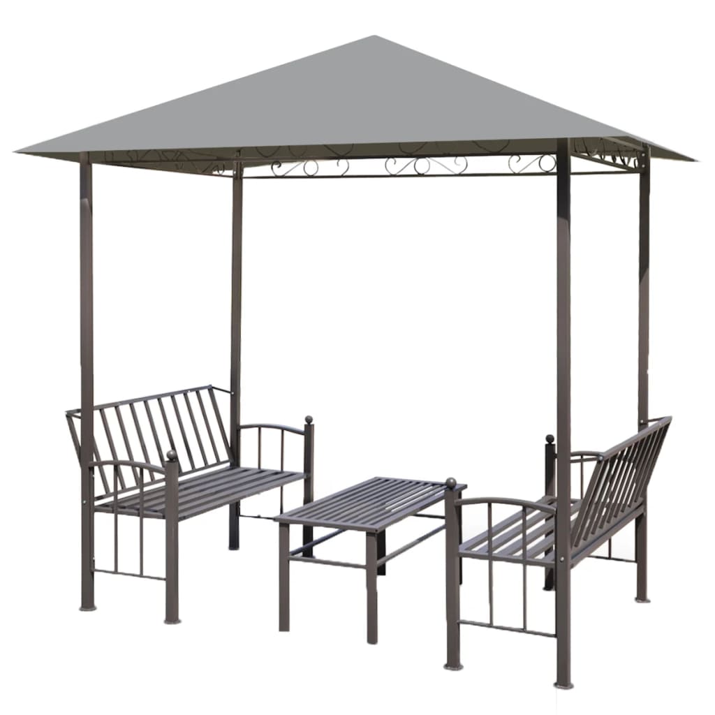 VidaXL Tuinpaviljoen met tafel en bankjes 2,5x1,5x2,4 m antraciet