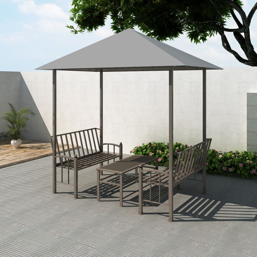 VidaXL Tuinpaviljoen met tafel en bankjes 2,5x1,5x2,4 m antraciet