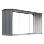 Vidaxl haardhoutschuur 330x92x153 cm gegalvaniseerd staal grijs