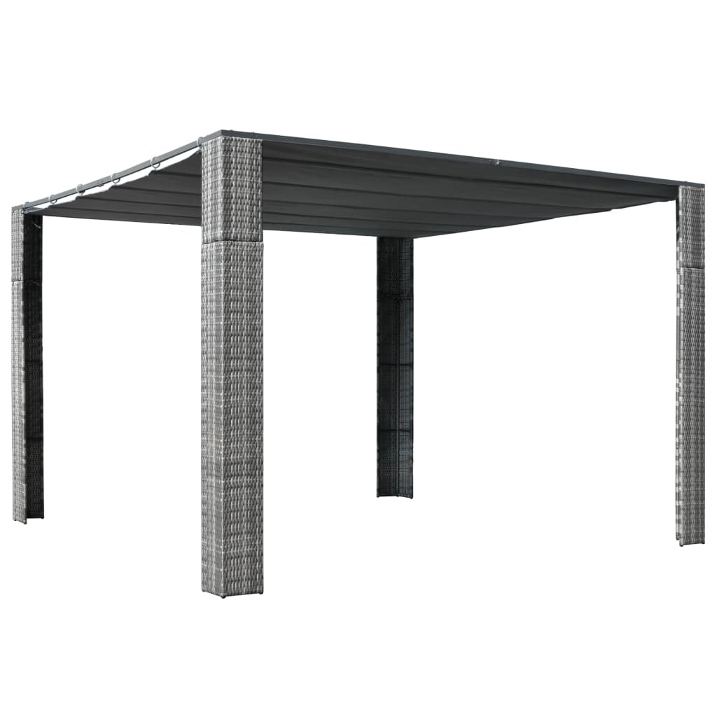 Vidaxl prieel met dak 300x300x220 cm poly rattan grijs en antraciet