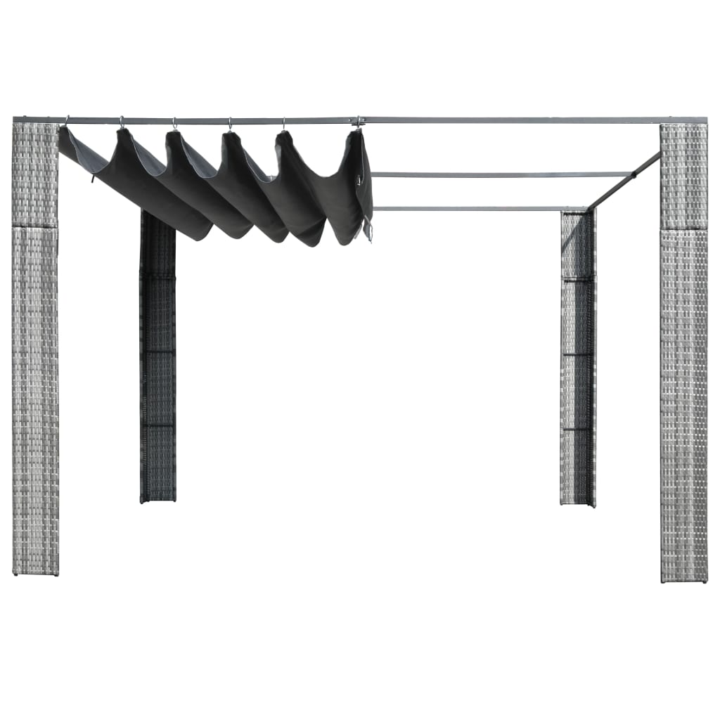 Vidaxl prieel met dak 300x300x220 cm poly rattan grijs en antraciet