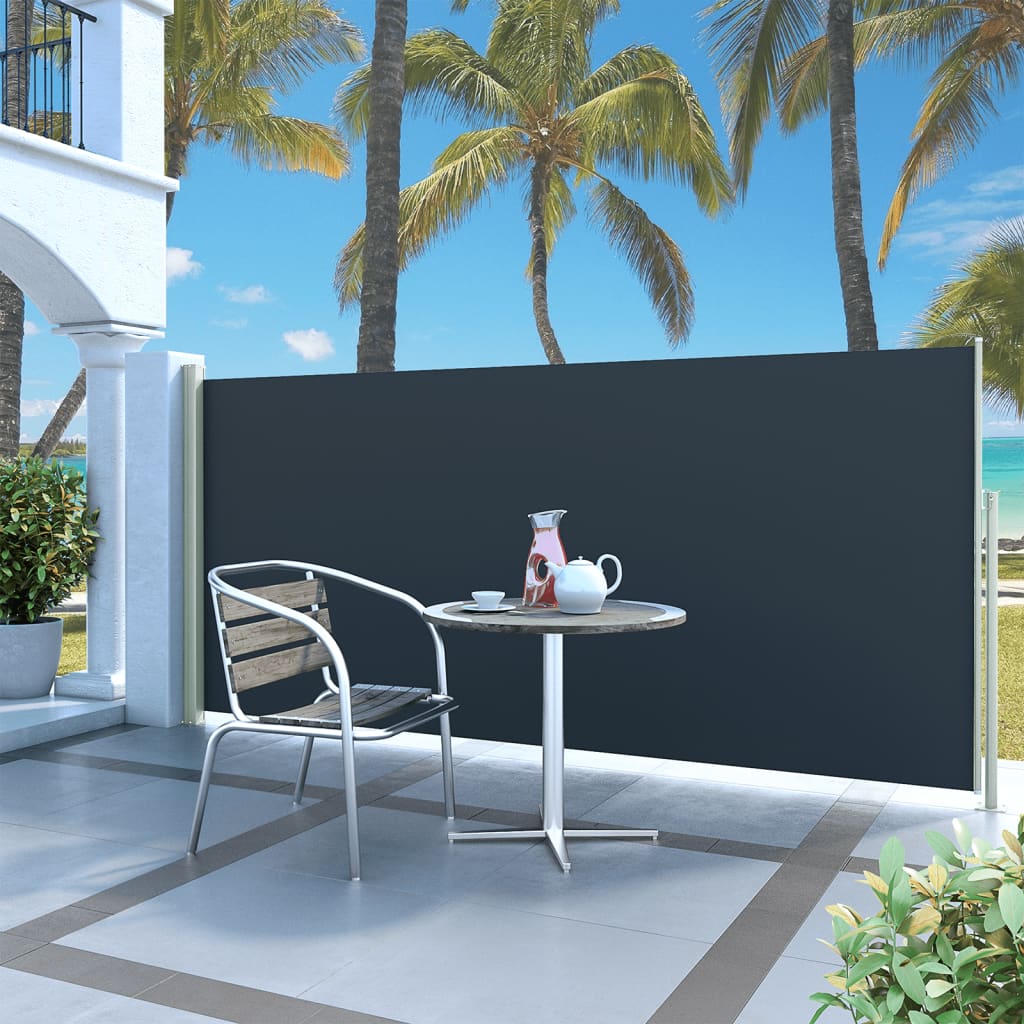 Vidaxl windscherm uittrekbaar 140x314 cm zwart