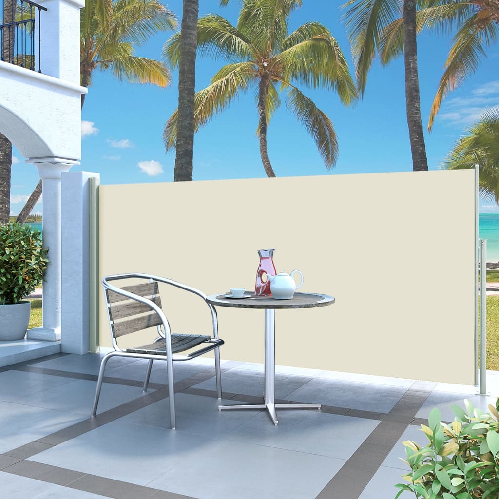 Vidaxl windscherm uittrekbaar 140x314 cm crèmekleurig