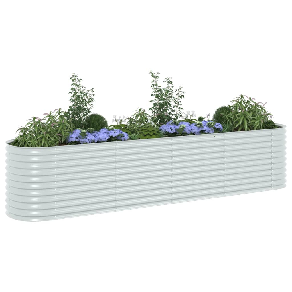 VidaXL Plantenbak verhoogd 400x80x81 cm gegalvaniseerd staal zilver