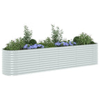 VidaXL Plantenbak verhoogd 400x80x81 cm gegalvaniseerd staal zilver