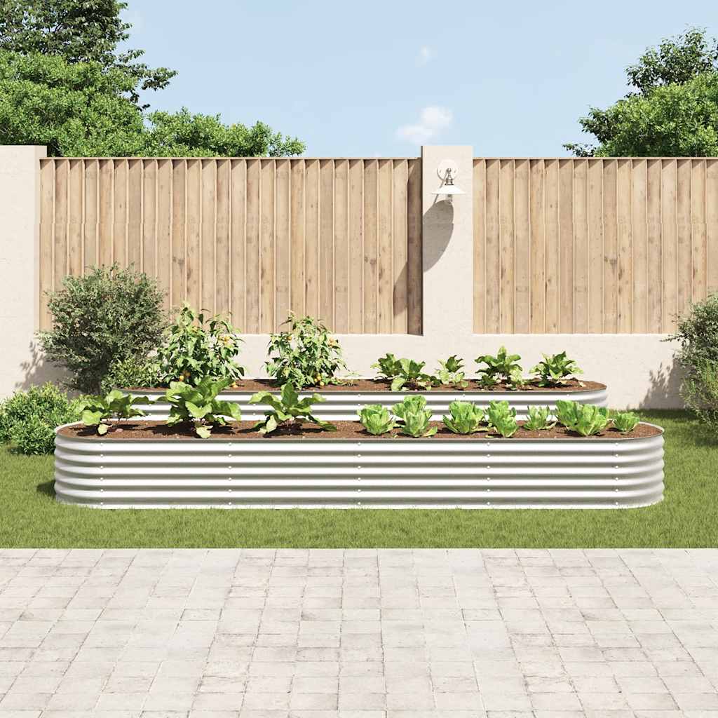 Vidaxl plantenbak verhoogd 400x80x44 cm gegalvaniseerd staal zilver