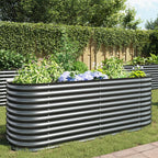 Vidaxl plantenbak verhoogd 240x80x81 cm gegalvaniseerd staal grijs