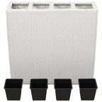 Vidaxl plantenbak verhoogd met 4 potten poly rattan wit