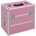 Vidaxl make-up koffer 37x24x35 cm aluminium roze