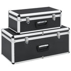 Vidaxl opbergkoffers 2 st aluminium zwart