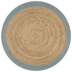 Vidaxl vloerkleed handgemaakt met olijfgroene rand 90 cm jute