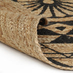 VidaXL Vloerkleed handgemaakt met zwarte print 90 cm jute