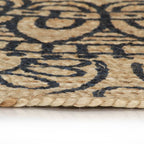 Vidaxl vloerkleed handgemaakt met donkerblauwe print 90 cm jute