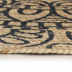 Vidaxl vloerkleed handgemaakt met donkerblauwe print 150 cm jute