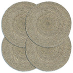 Vidaxl placemats 4 st rond 38 cm jute effen grijs
