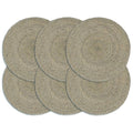 Vidaxl placemats 6 st rond 38 cm jute effen grijs