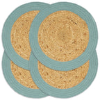 Vidaxl placemats 4 st 38 cm jute en katoen natuurlijk en groen