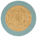 Vidaxl placemats 6 st 38 cm jute en katoen natuurlijk en groen