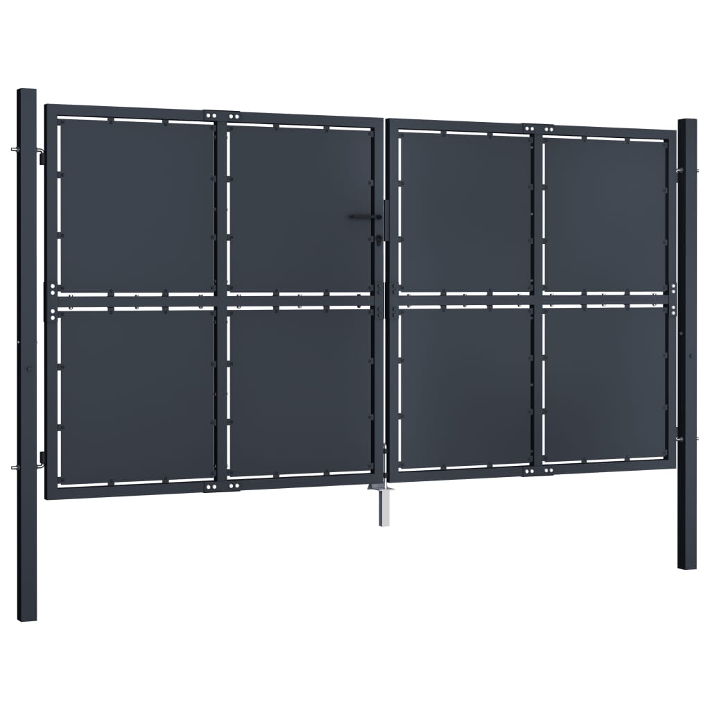 VidaXL Poort 300x125 cm staal antraciet